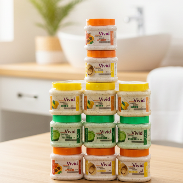 Vivid Natural Face Or Body Scrub Mask Premium Quality Smooth Texture Gentle Formula Comfortable Use | 200g - Apricot