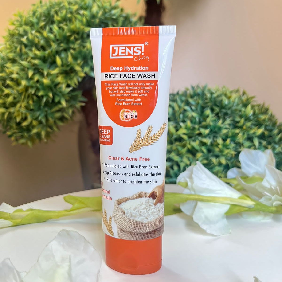 Jens Choy Organic Rice Deep Hydration Foaming Face Wash Providing Gentle Cleansing With Nourishing Moisture And Smooth Finish - 100g